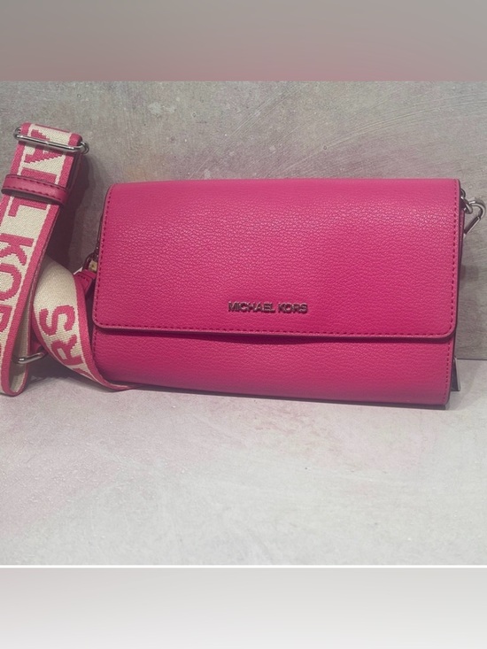 Michael Kors Handbags - Michael Kors Large Zip Around Wallet Crossbody Bag Dragonfruit Pink